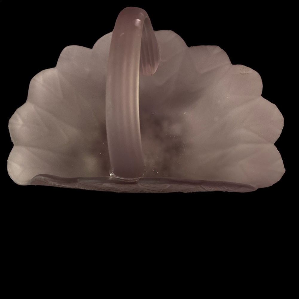 Vintage Mikasa Lavender Frosted Glass  Basket 1970s